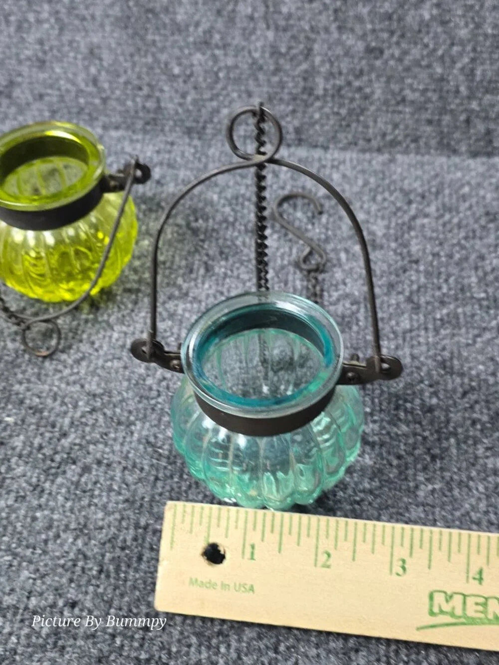 Vintage Pier 1 Imports Ribbed Glass Hanging Tealight Lanterns - Set of 3
